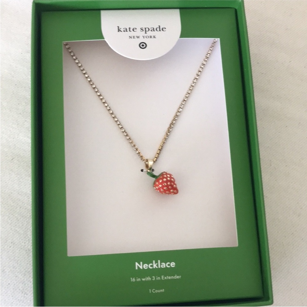 kate spade Strawberry Pendant Necklace - Gold and Red - Picture 4 of 4
